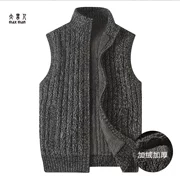 Mùa đông 2018 da cừu dày đan vest cộng với phân bón XL lỏng ấm áp vest béo người đàn ông len
