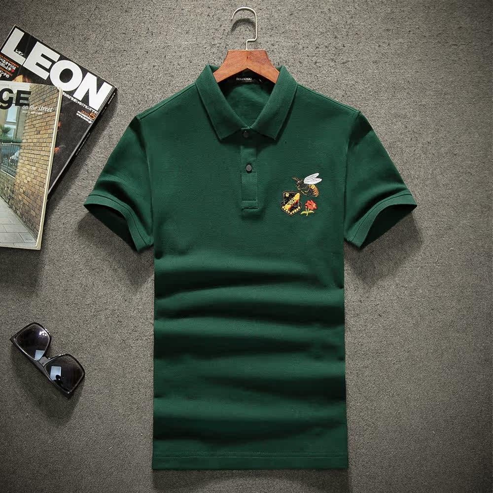 8161 p105 刺绣夏装翻领polo男士短袖t恤 半截袖体恤衫 控价158