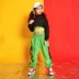 Cô gái nhảy jazz nhảy trang phục màu xanh lục huỳnh quang trang phục áo dài đường phố phù hợp với hip hop hiphop hiệu suất quần áo thủy triều - Trang phục Trang phục