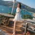 Mùa hè 2019 váy mới Thời trang Hàn Quốc Phụ nữ từ cổ áo bay tay áo Một chiếc váy trắng váy nữ mùa hè - A-Line Váy A-Line Váy