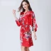 Quần áo ngủ nữ tính mùa hè băng mỏng lụa áo choàng tắm ngắn và dài phần mùa xuân và mùa thu bộ đồ ngủ lụa kích thước lớn kimono dịch vụ nhà Night Robe