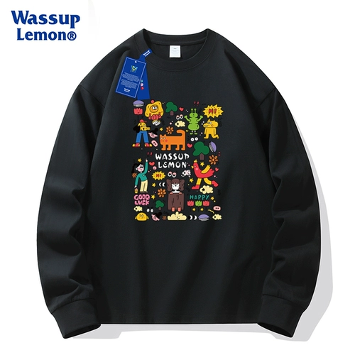 WASSUP LEMON Хлопковый лонгслив, футболка, рубашка, свободный крой