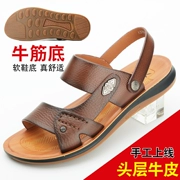 Giày da bò đế xuồng sandal sandal sandal sandal sandal và sandal hai lớp sử dụng top top da bò da mềm da mềm 2018 hè