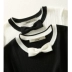 A [A605396] Cười Hange mùa hè tinh tế một khu vực nhỏ màu sắc tương phản đường viền cổ áo cung là đầu dệt kim mỏng Vòng cổ áo len