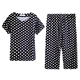 Trung niên đồ ngủ phụ nữ mùa hè bông cotton lụa đồ ngủ cotton lụa dịch vụ nhà mẹ ngắn tay nhân tạo bông XL phù hợp với Bộ Pajama