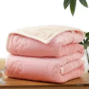 Coral lông chăn chăn flannel chăn ba lớp mùa thu và mùa đông dày gấp đôi chăn chăn giải trí chăn - Ném / Chăn