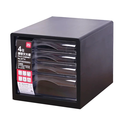Deli 9774 Настольный файловый шкаф для хранения данных шкаф шкаф для пластикового ящика четырехслойные канцелярские кассовые кассы