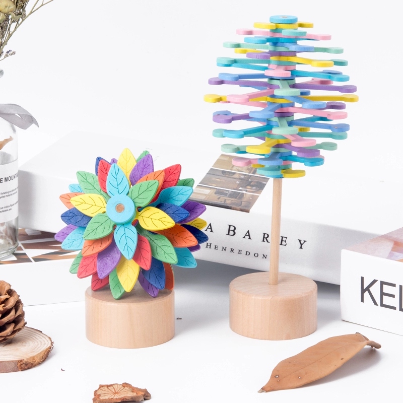 Trẻ em bằng gỗ tạo tác giải nén sáng tạo Dòng Fischer đầy màu sắc xoay kẹo mút văn phòng giải nén mô hình trang trí - Khác