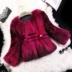 Lông áo ngắn nữ mới bọ cạp lông cáo chín điểm tay áo cổ tròn mỏng là phiên bản Hàn Quốc mỏng của chương trình khuyến mãi chống mùa áo lông cừu nữ Faux Fur