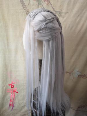 taobao agent Gufengxuan silver white wig with Hanfu COS anime universal beauty pointed hand hook hand hook front lace customization