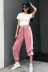 Phụ nữ Hàn Quốc mùa hè bên dây đai mỏng giảm béo đoạn ngắn rốn ngắn tay t- shirt + pink chín- điểm thể thao quần phù hợp với Bộ đồ