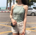 Mùa xuân và mùa hè mới của phụ nữ sexy chữ thập backless Slim mỏng sinh viên đoạn ngắn đáy mặc vest vest áo kiểu trung niên Áo ba lỗ