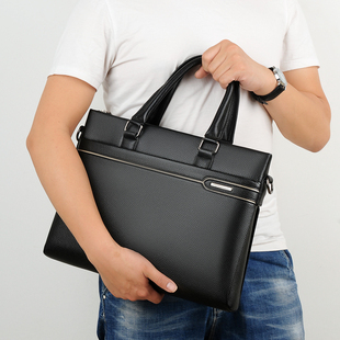 袋鼠真皮男士包商务公文包男单肩包斜挎包