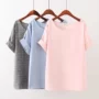 Mùa hè 2018 phong cách mới cộng với áo thun nữ size lớn chất béo MM phiên bản Hàn Quốc của áo thun kẻ sọc mỏng sợi polyester mỏng 200 kg áo khoác dạ nữ