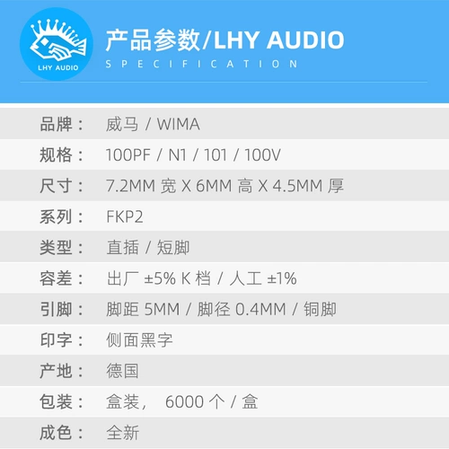 100pf 100v серии FKP2 серии WIMA 101/N1/100P Оригинальные новые новые немецкие медные ноги
