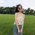 Mùa hè ăn mặc của phụ nữ Hàn Quốc phiên bản của nhỏ tươi Mỏng hoang dã mỏng ngắn voan hoa sling bên ngoài mặc vest + khăn choàng