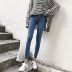 Mùa thu nữ phiên bản Hàn Quốc của quần skinny jeans thun đơn giản, quần lọt khe, quần dài, quần lửng quần bò nữ Quần jean