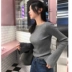 Áo sơ mi tay dài hàng đầu 2018 Thu và Đông Mới Hàn Quốc Áo dệt kim đáy ngắn Set áo len mỏng nữ tính Vòng cổ áo len