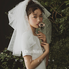 Фата 亲爱的白《云谣》复古森系结婚礼轻婚纱女旅拍短新娘头纱头饰简约