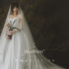 Фата 亲爱的白正品《云苓》复古森系结婚张馨予缎面包边女新娘头饰头纱