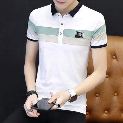 Nam ngắn tay áo thun mùa hè ve áo bông xu hướng trên quần áo thanh niên Hàn Quốc phiên bản của người đàn ông tự canh tác cổ áo polo áo có cổ Polo