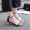 Giày sandal nữ mùa hè màu đen có khóa cao gót 5cm hoang dã 2018 mới nhỏ giày đế xuồng tươi mới dép bitis nữ