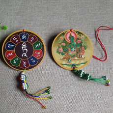 Китайская карта защиты от несчастий 汽车挂件木制绿度母心咒金刚结汽车挂件