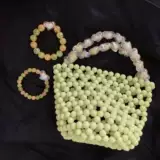 Зеленая акриловая сумка с бусинами, набор материалов, барсетка, сода, DIY