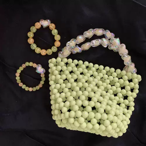 Зеленая акриловая сумка с бусинами, набор материалов, барсетка, сода, «сделай сам»