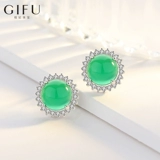 Демисезонные синтезированные серьги из нефрита, серебро 925 пробы, простой и элегантный дизайн, подарок на день рождения