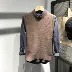 2018 thu đông nam mới màu rắn giản dị nửa cổ áo len áo len mỏng Hàn Quốc vest nam