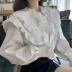 Áo sơ mi phụ nữ retro hương vị Hồng Kông 2021 mùa xuân của phụ nữ áo dài tay búp bê cổ áo sinh viên đại học phong cách áo sơ mi trắng - Áo sơ mi