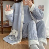 Демисезонная осенняя послеродовая хлопковая пижама для молодой матери, комплект для кормящих грудью, 3 предмета