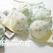 Nhật bản thêu cô gái mô hình phần mỏng mô hình thoải mái kích thước lớn cốc lớn ladies bra set đồ lót đồ lót