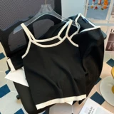 Весенний топ с чашечками, кардиган, комплект, большой размер, подходит для полных девушек, тренд сезона, в западном стиле