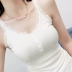 Mặc mỏng phần ren cotton vest nữ mùa hè ren ngọt ngào bên nút trang trí cổ chữ V đáy áo