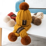Детский шарф, зимний удерживающий тепло комплект, вязаная шапка для мальчиков, шерстяная демисезонная детская шапочка, в корейском стиле
