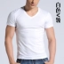 Mùi màu rắn cotton ngắn tay nam T-shirt thủy triều Slim V-cổ vest mùa hè size lớn Áo vest