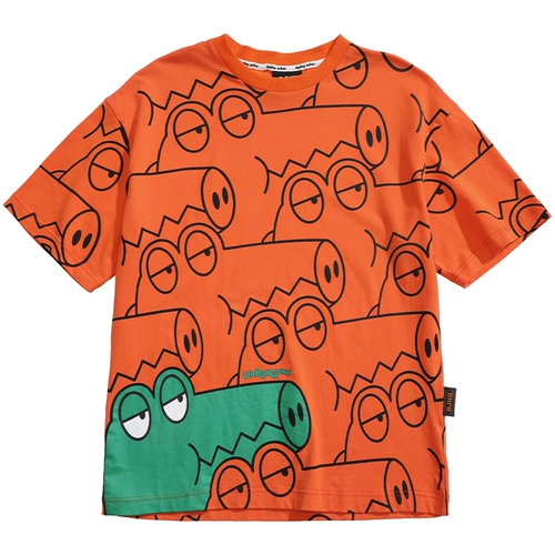 Tide, футболка с коротким рукавом, крокодил, небольшой дизайнерский топ для влюбленных в стиле хип-хоп, коллекция 2021, свободный крой