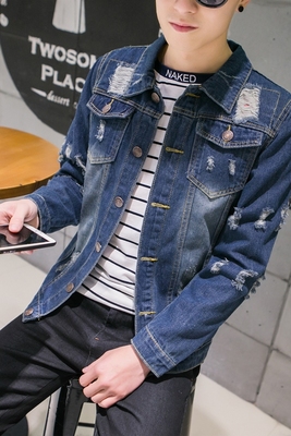 Denim áo khoác nam xu hướng đơn giản Hàn Quốc phiên bản của Slim của nam giới áo khoác ngoài nút mới đẹp trai đẹp trai hoang dã áo khoác quần áo sinh viên