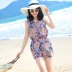 Mùa hè nhân tạo cotton lụa không tay một mảnh quần short phụ nữ lỏng lẻo quần rộng phù hợp với kỳ nghỉ bên bờ biển jumpsuit bãi biển - Cộng với kích thước quần áo