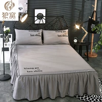 Màu sắc rắn giường váy giường bìa duy nhất mảnh non-slip xù giường váy loại 1.35 m 2.2 m bụi bảo vệ tay áo đơn giản nhóm giường drap giường có viền