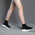 2018 mới vớ đàn hồi giày nữ mùa hè tăng thoáng khí Hàn Quốc phiên bản của ulzzang đáy dày thường vài đôi giày cao giày thể thao nữ cao cổ màu đen Giày cao gót
