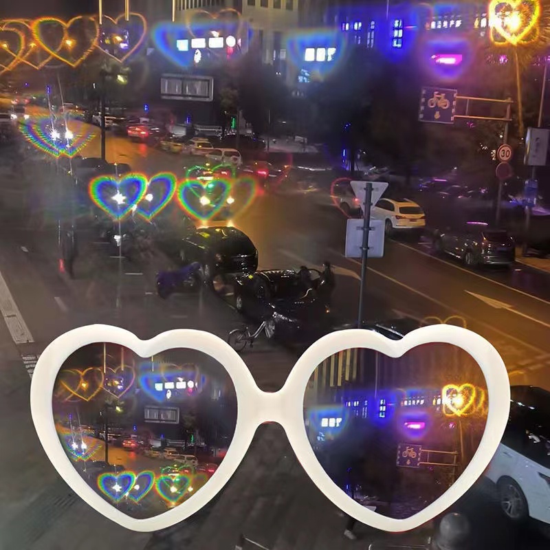 Lunettes d'amour, la lumière devient coeur de pêche, effet spécial, regarder des feux d'artifice sur Qixi, cadeau de confession de la saint-valentin, lunettes de soleil_voghion.com