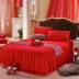 Váy cưới ren đỏ trải giường đơn mảnh 1,5 m 1,8m2.0M giường đôi cover bảo vệ - Váy Petti