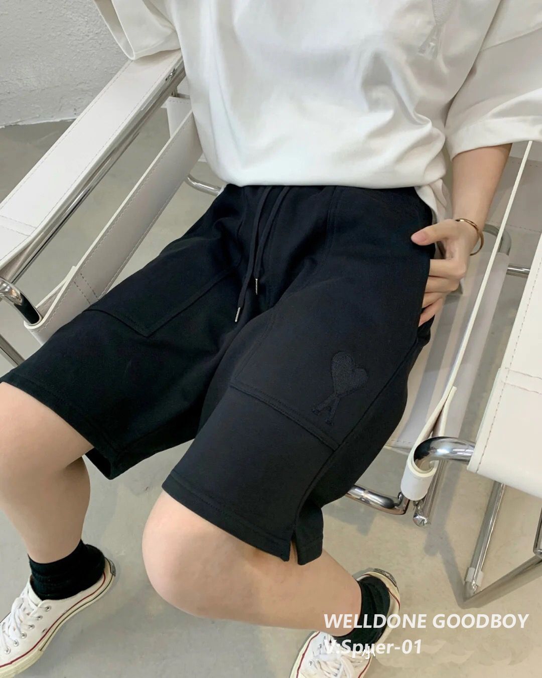 BlackAmi2021 Spring and summer New products Great love Peach heart A letter Embroidery men and women leisure time motion shorts Capris