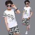 Quần áo trẻ em trẻ em ngụy trang phù hợp với mùa hè mới cotton boy trường tiểu học quần short trong cậu bé lớn ngắn tay thể thao