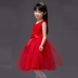 Trẻ em màu đỏ của điệp khúc biểu diễn múa trang phục trường tiểu học recital công chúa váy hiệu suất hoa cô gái chủ dress