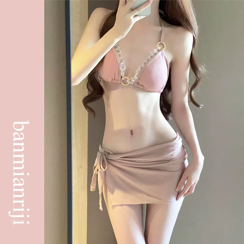 Split sexy set, beach swimwear, 3 piece set