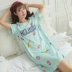 Hàn quốc phiên bản của nightdress ăn sinh viên tươi mùa hè cotton mùa hè ngắn tay áo lỏng phụ nữ mang thai cho con bú nữ đồ ngủ có thể được đeo